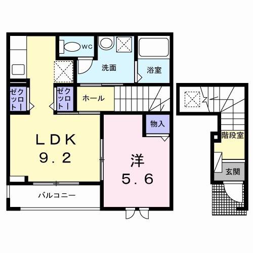 CREST 倭(1LDK/2階)の間取り写真