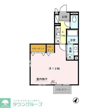 シャインローズ(1K/2階)の間取り写真