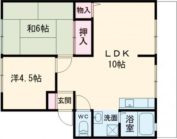 フローラ東坂(2LDK/2階)の間取り写真