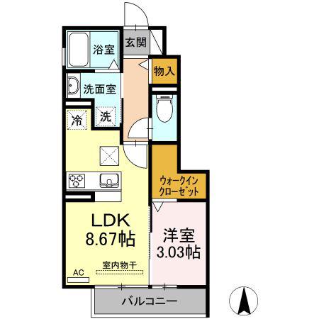 グリュック(1LDK/1階)の間取り写真