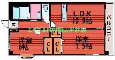 ベイシティー洲崎III(2LDK/2階)の間取り写真
