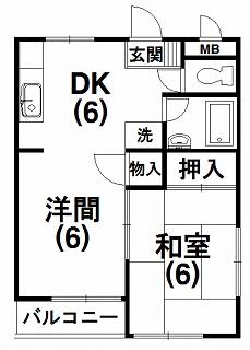 ハイツ魚妻パートI(1LDK/2階)の間取り写真