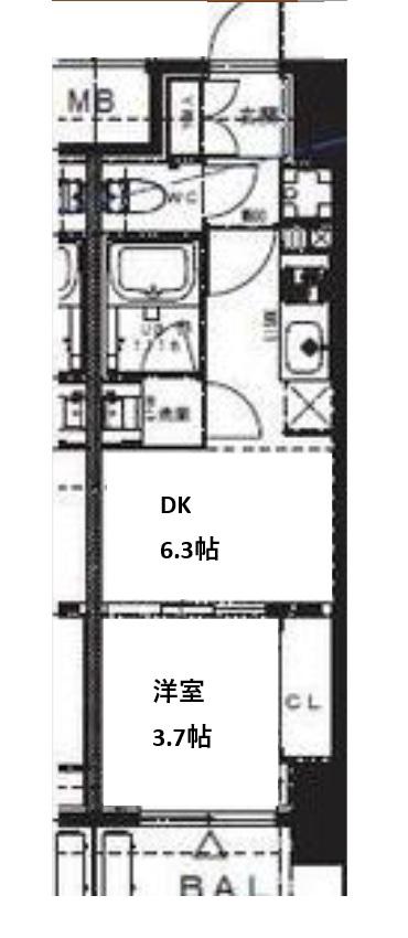 ALIVIS九条(1DK/10階)の間取り写真