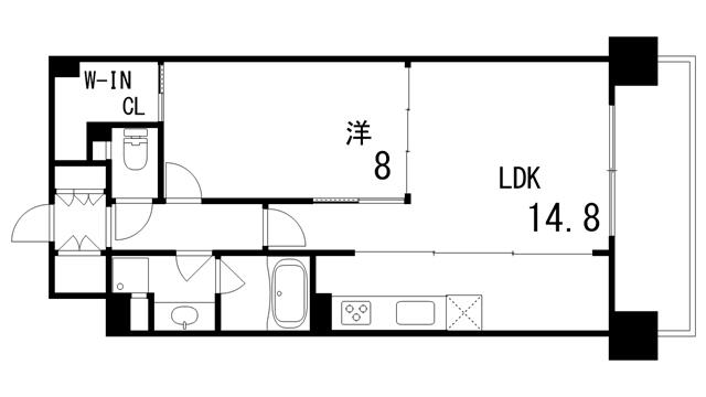 サニープレイス西芦屋2号館(1LDK/8階)の間取り写真