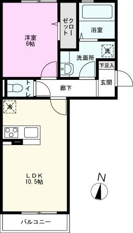 ロイジェントパークス レイクタウン III A(1LDK/1階)の間取り写真