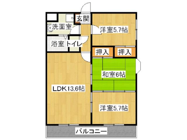本田コーポ(3LDK/4階)の間取り写真