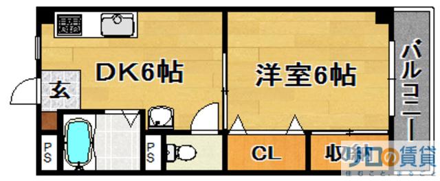 ハイツサンライズ(1DK/2階)の間取り写真