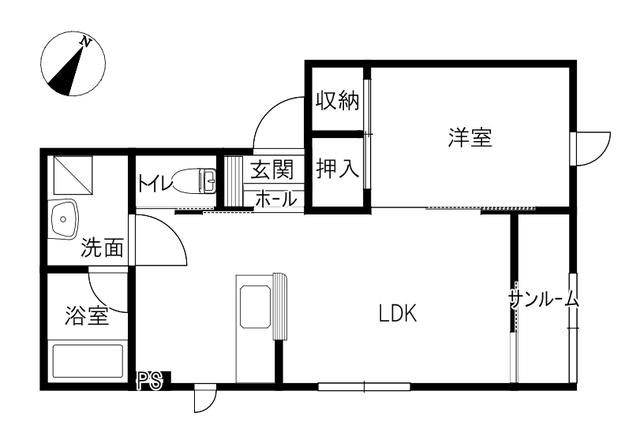 ORANGE A.M(1LDK/1階)の間取り写真