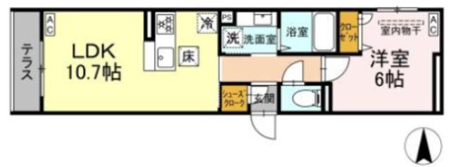 ネオアイリス大森(1LDK/1階)の間取り写真