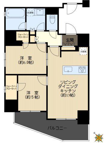 シェフルール文京茗荷谷(2LDK/11階)の間取り写真