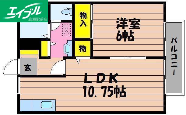 サンタウンコーラルC棟(1LDK/2階)の間取り写真