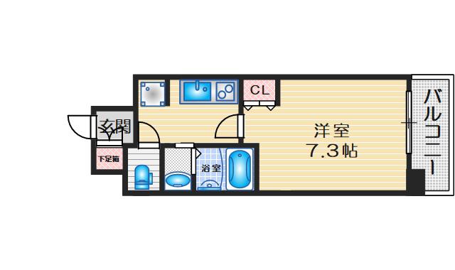パークフラッツ緑地公園(1K/4階)の間取り写真
