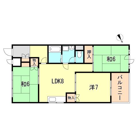 ハイツ永井(3LDK/3階)の間取り写真