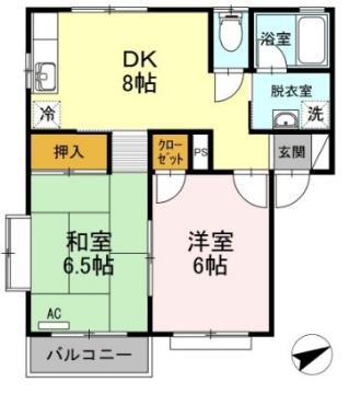 エトワールみむらA(2DK/1階)の間取り写真