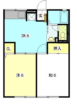 トレイシュアルボレーII(2DK/2階)の間取り写真
