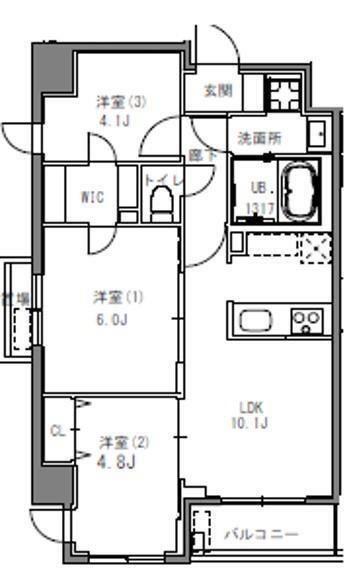 エスレジデンス目黒大岡山(2SLDK/3階)の間取り写真