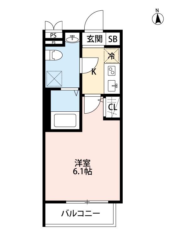 東武伊勢崎線 草加駅 徒歩9分 3階建 築3年(1K/3階)の間取り写真