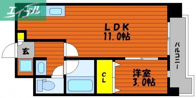 フォンティーヌ弓之町(1LDK/5階)の間取り写真
