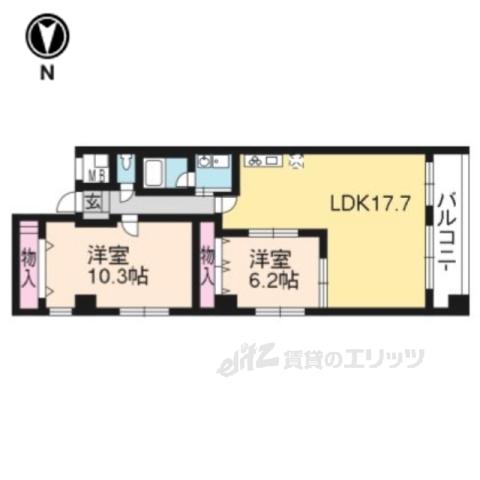 SAWARABI御所(2LDK/3階)の間取り写真