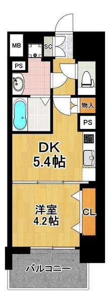 メルディア大正D.C(1DK/6階)の間取り写真