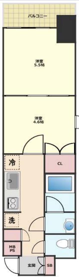 レクシオシティ王子神谷(1DK/8階)の間取り写真