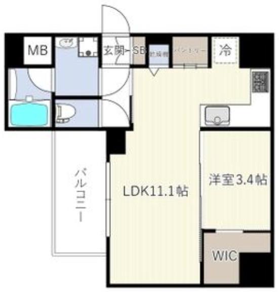 エスリードレジデンス ザ・グラン南堀江(1LDK/10階)の間取り写真