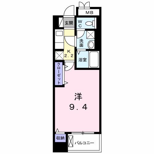 グランコート国府(1K/1階)の間取り写真