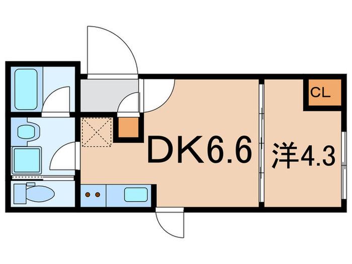 SOU祐天寺(1DK/2階)の間取り写真