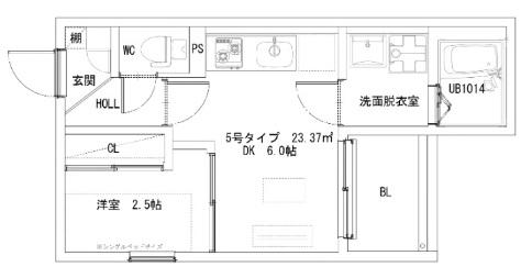 ADVANCE豊津(1DK/2階)の間取り写真