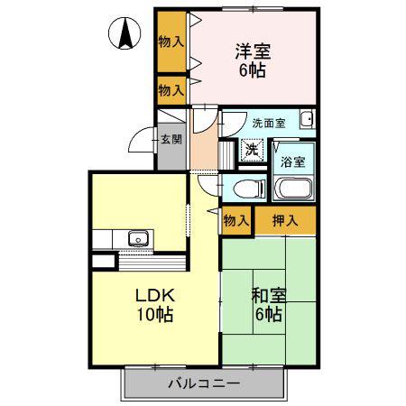 フレンドコーポ B棟(2LDK/2階)の間取り写真