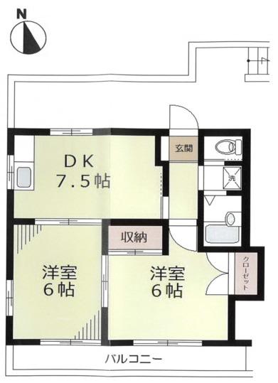 ハウススター富士見台(2DK/2階)の間取り写真