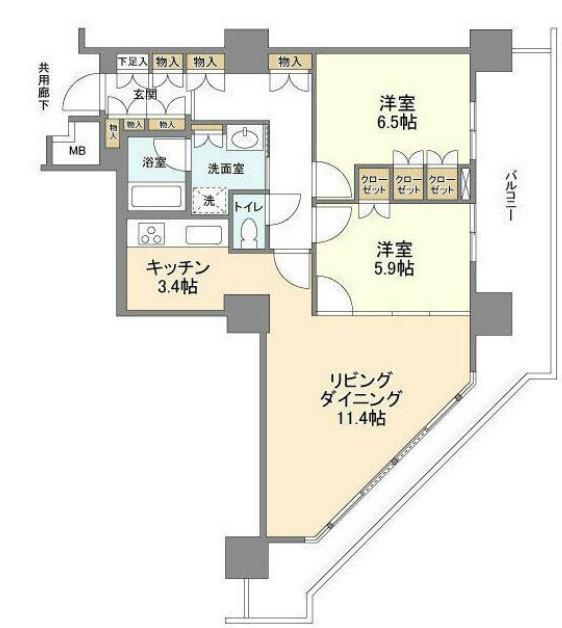 豊洲シエルタワー(2LDK/23階)の間取り写真