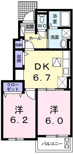SCHON GARTEN(2DK/1階)の間取り写真