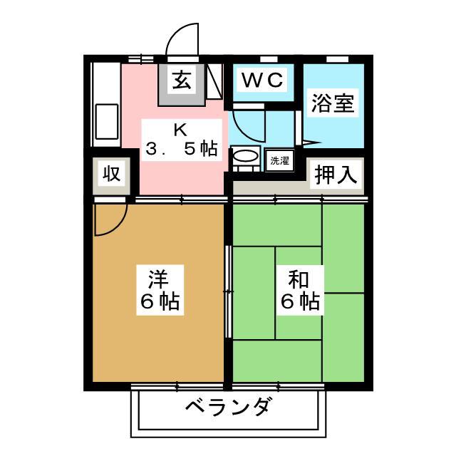柳町ハイツ(2K/1階)の間取り写真