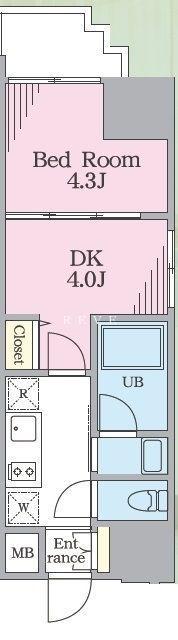 リージア門前仲町(1DK/10階)の間取り写真