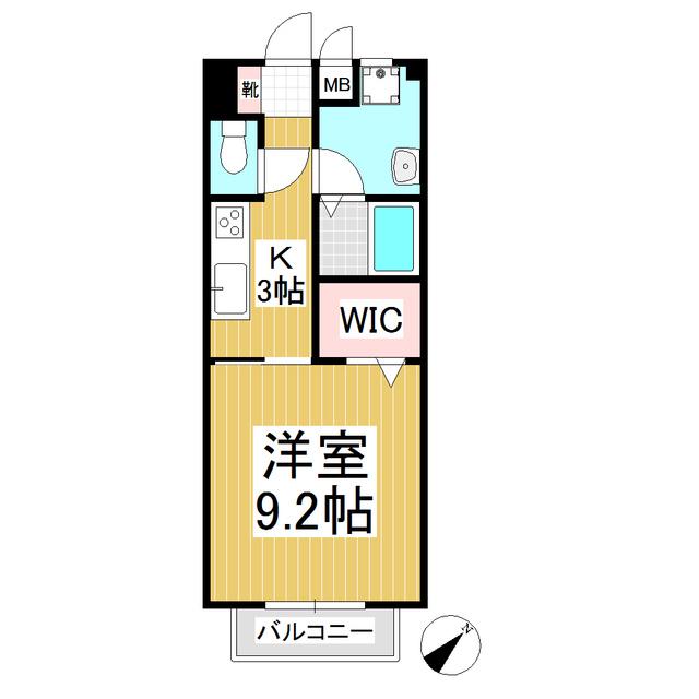 パルタージュA棟(1K/2階)の間取り写真