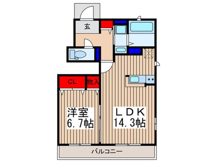 ストラールタウン光(1LDK/1階)の間取り写真