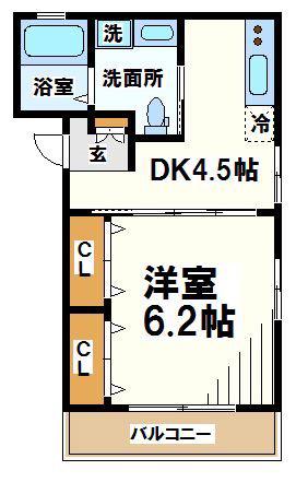 国領YKマンション(1DK/5階)の間取り写真