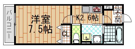 クリエオーレ俊徳町 303(1K/3階)の間取り写真