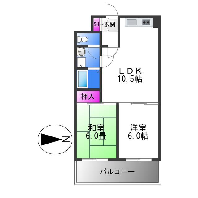 ファースト平野(2LDK/3階)の間取り写真