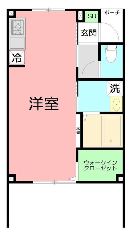 LIFESHIP C棟(ワンルーム/1階)の間取り写真