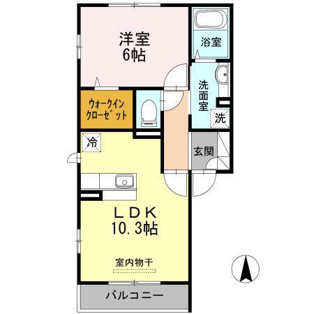 プランドール(1LDK/2階)の間取り写真