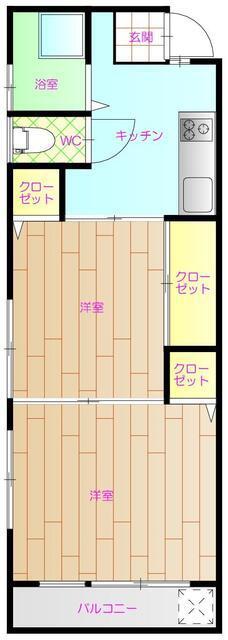 グランリーヴ(2K/3階)の間取り写真