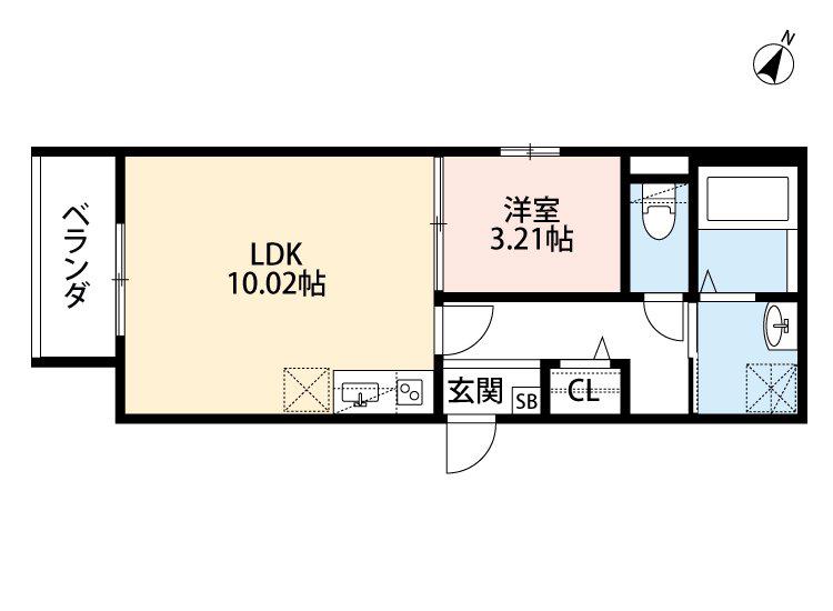 ユニバーサル春日出(1LDK/1階)の間取り写真