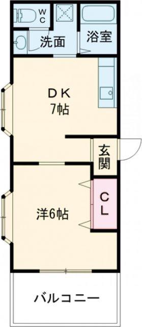 びーどろ名切(1DK/1階)の間取り写真