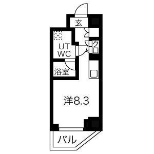 スパシエオーブ横浜(ワンルーム/11階)の間取り写真