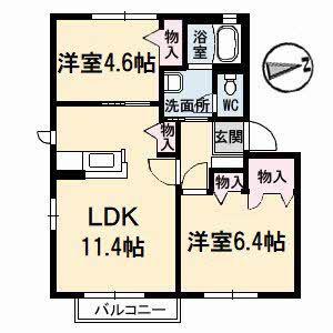 シャーメゾンエチュードC(2LDK/2階)の間取り写真