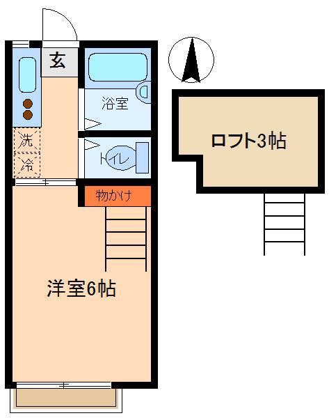 アイランドハウス(1K/2階)の間取り写真