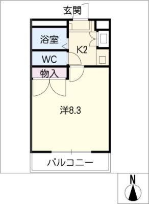 レオパレス早川B棟(1K/1階)の間取り写真