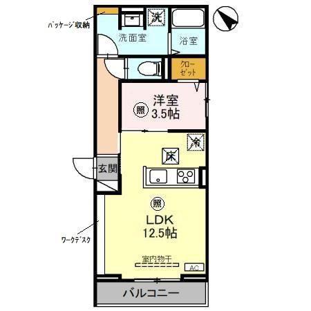 ノーブルパレス四谷(1LDK/1階)の間取り写真